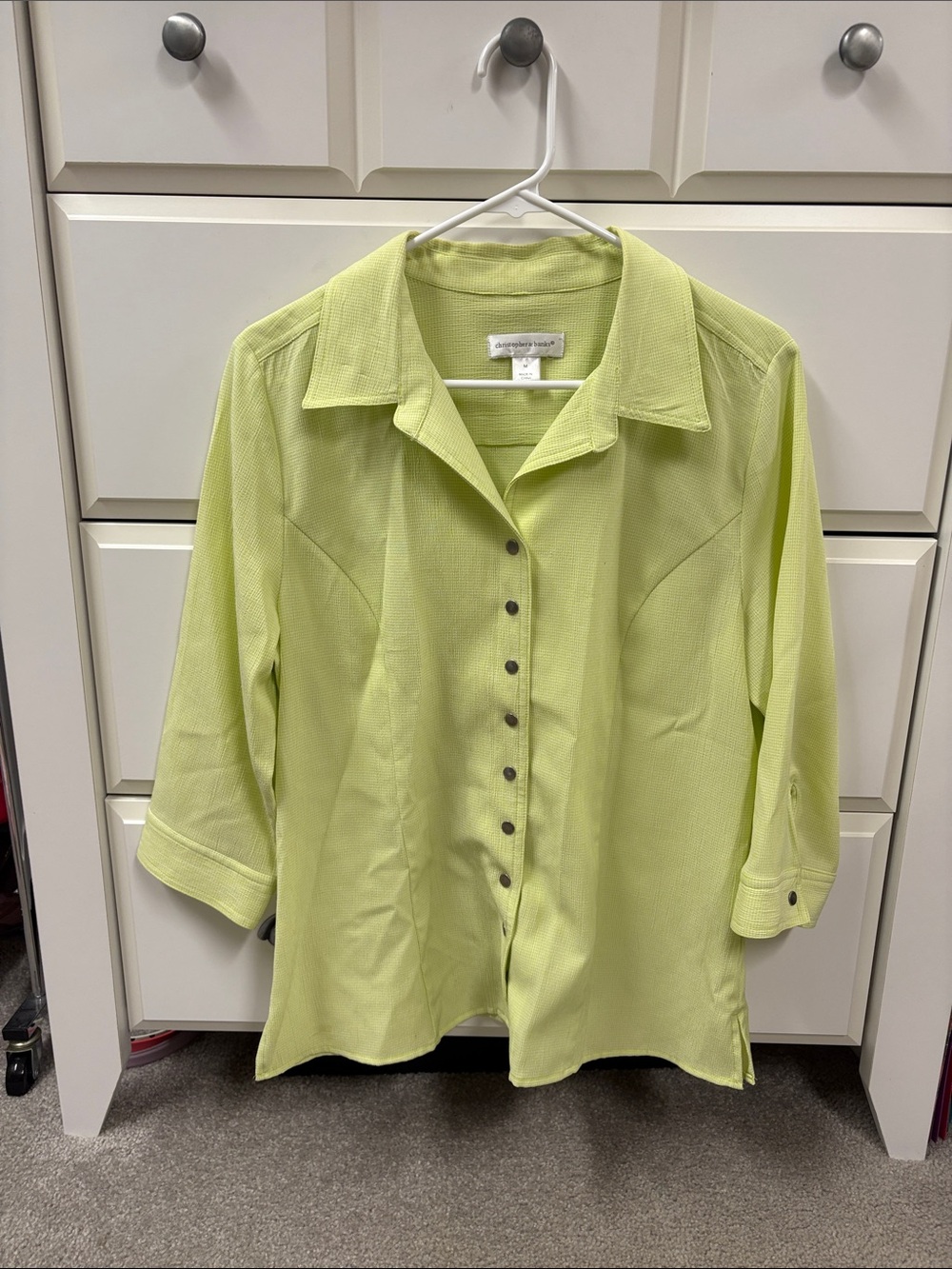 Christopher & Banks button up shirt size medium green